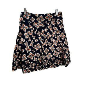 Ann‎ Taylor Navy and Orange Floral Skirt Size 0